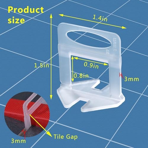 Tile Leveling System 1/8" Spacers Tile Leveler Clips DIY Tile Leveler Spacers 5000 Pcs and Tools Harden Rubber Mallet Hammer 16 oz for Professional Ceramic Tile and Stone Installation