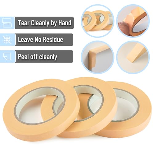 Mr. Pen- Orange Yellow Masking Tape, 0.6 Inch Wide, 3 Rolls, 3 x 55 Yards - color: Orange Yellow
