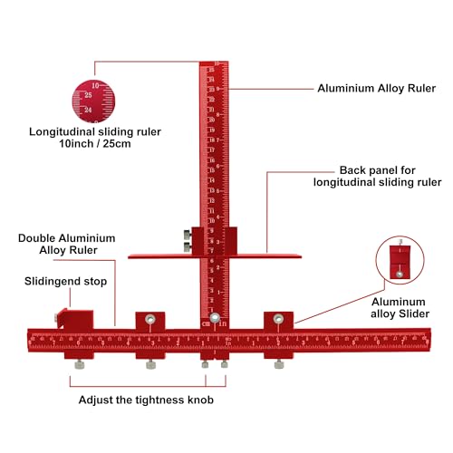 Cabinet Hardware Jig,Aluminum Alloy Cabinet Handle Template Tool-Cabinet Jig for Fast and Accurate Installation of Handles and Pulls (Red) - color: Red
