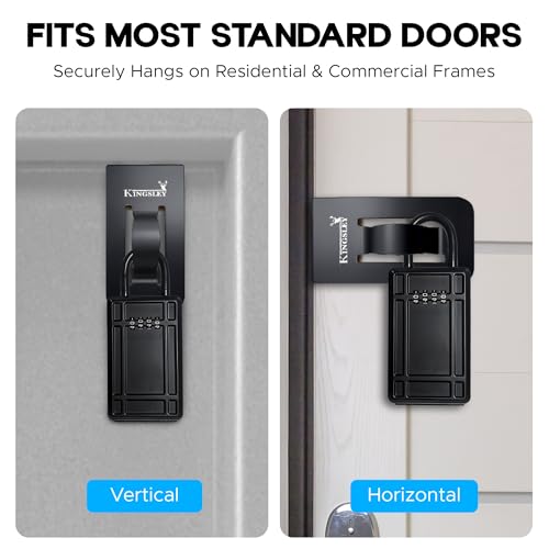 Kingsley KL-180 Over-The-Door Lockbox Bracket – Black Metal Key Lock Box Holder
