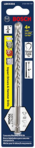 Bosch 1/4 in. X 6 in. Hex Shank Hammer Drill Masonry Bit LBHX004 - size: 1 Count (Pack of 1)