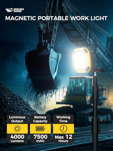 Smiling Shark Portable Work Light with Magnetic 7500 mAh Rechargeable - color: Yellow