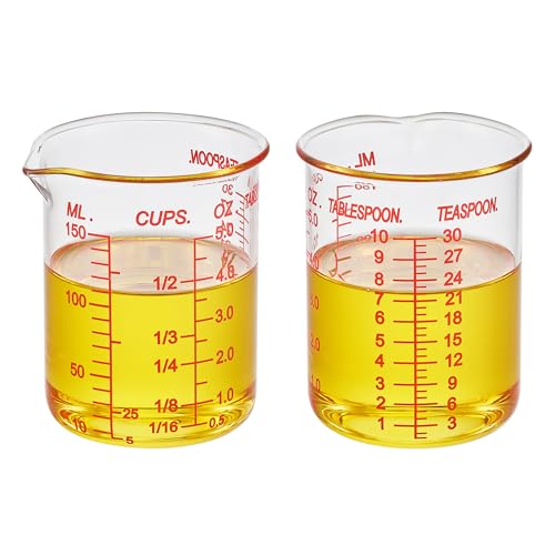 Ackers BORO3.3 Glass Measuring Cup, V-Shaped Spout, 150 mL / 5 oz, Single - size: 150 ML (5 Oz)-SINGLE
