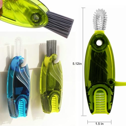 4 in 1 Cup Lid Cleaning Brush Set Multifunctional Bottle Brush Cleaner Tiny Bottle Cup Lid Brush Straw Cleaner Tools Mini Silicone Bottle Cup-Holder Cleaner with Hook Remover Green+Grey - style: 1pc Green 1pc Grey 4in1