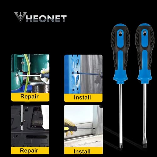 Screwdriver Set : 6-Piece Magnetic Screwdriver Set with 4-in-1 Keychain Tool | Includes Phillips & Flat Head | Non-Slip Grip for DIY & Home Repair | Practical Gift (Blue & Black) - color: Blue/Black