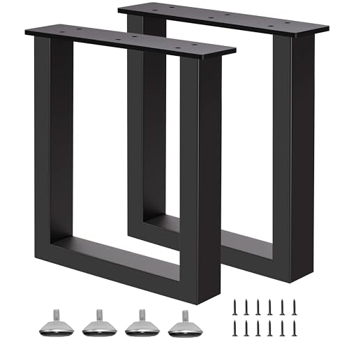 16 Inch Metal Bench Legs Set of 2, Heavy Duty Steel Coffee Table Legs, DIY Furniture Feet with Screws and Adjustable Foot Pads - size: H16" Square
