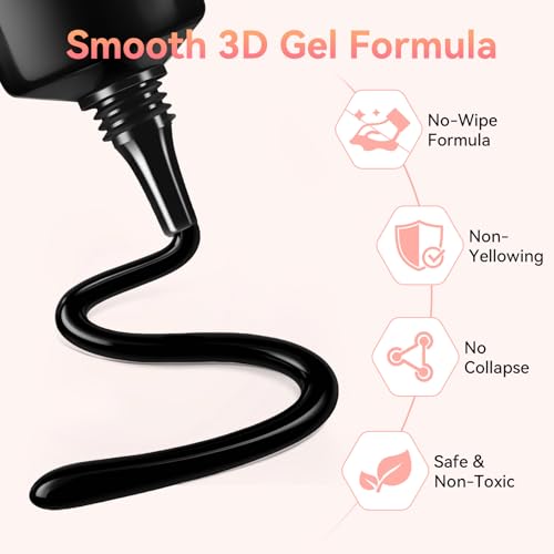 Makartt 3D Nail Gel, 15g Black Sculpting Gel Glue for Molding and Drawing - color: A03-Noir