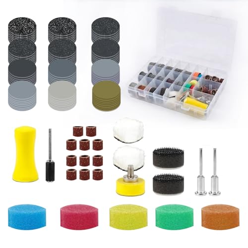 268 PCS 1 Inch Wet Dry Sanding Discs and Drums for Dremel Rotary Tool Accessories, Hook and Loop Sandpaper Polishing Kit 60-10000 Grit, Sanding Bits Kit for Car Wood Metal Glass Resin Jewelry