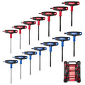 XOOL 14PCS T Handle Allen Wrench Set, Metric & SAE Hex Key Set, Long Arm Hex Key Wrench Set with Portable Organizer