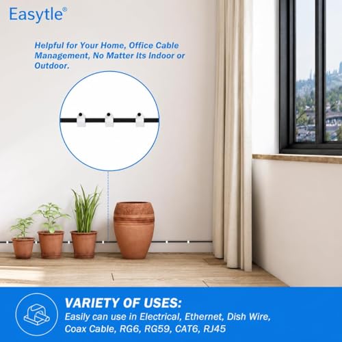Cable Wire Clips 4mm 6mm 8mm 10mm (Pack of 200) Cable Management RG6 RG59 CAT5 CAT6 RJ45 Electrical Ethernet Dish TV Speaker Wire Cord Tie Holder Single Coaxial Nail Clamps - size: 200 Pcs