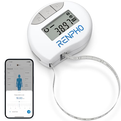 RENPHO Smart Body Measuring Tape, Bluetooth App, 60in, for Weight Loss