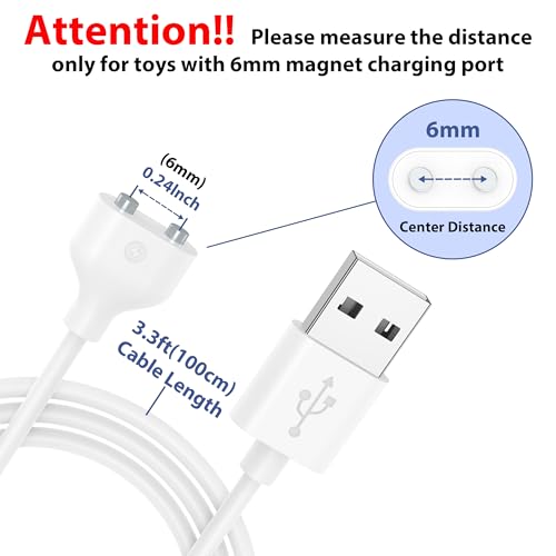 Vancle 2 Pack 6mm Magnetic USB DC Charging Cable with 2 Pins Charger Cord for Toys Massagers Electric Toothbrush