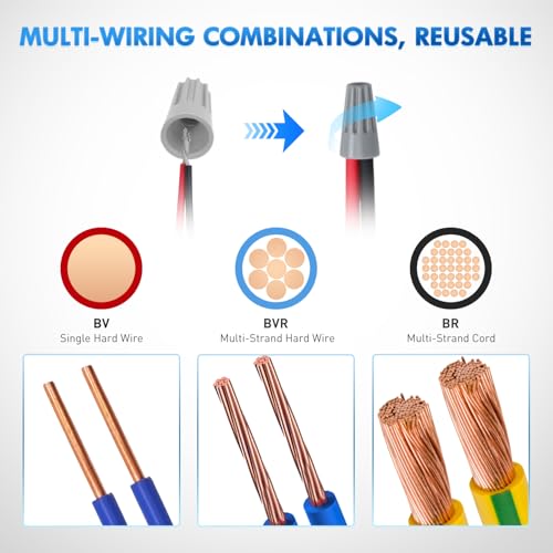 Nilight 600PCS Gray Wire Connectors Kit 22-20 AWG Electric Wire Caps - color: 600PCS 22-20# Wire Caps