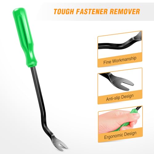 GOOACC 11 PCS Trim Removal Tool Kit, Metal Pry Tool Auto Fastener Remover Pry Bar Set Car Door Panel Removal Tool Dashboard Repair Kit Green - color: Green, size: 11Pcs