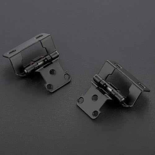 4 Pack 2 Pair Black Cabinet Hinges, 1/2" Semi Wrap Kitchen Hinges - color: Black, size: 1/2" Semi Wrap