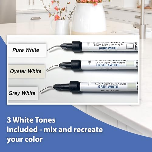 White Tones - Quartz Countertop Repair Kit White - Quartz, Marble, Granite, Acrylic, Porcelain Countertop Chip Repair Kit - White Quartz Chip Repair Kit - HIMG Surface Repair
