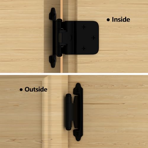 6 Pack 3 Pairs 3/8" Inset Kitchen Cabinet Door Hinges, Semi-Concealed Hinges, Self-Closing Cabinet Hinges with Mount Screws - color: Matte Black