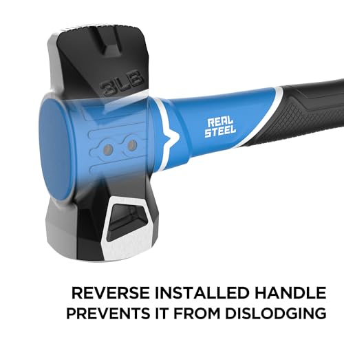 Real Steel Small Sledge Hammer, 3lb Blacksmith Hammer,Drilling Hammer with Demolition Face and Driving Face, 0574 - style: Reverse Installed Handle