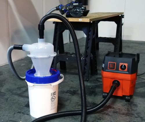 Assembled Quick Click Dust Separator with 5 Gallon Locking Collection Bin and Quick Click Power Tool Adapter Set with 10 Ft. Hose - size: 10 Ft. Hose