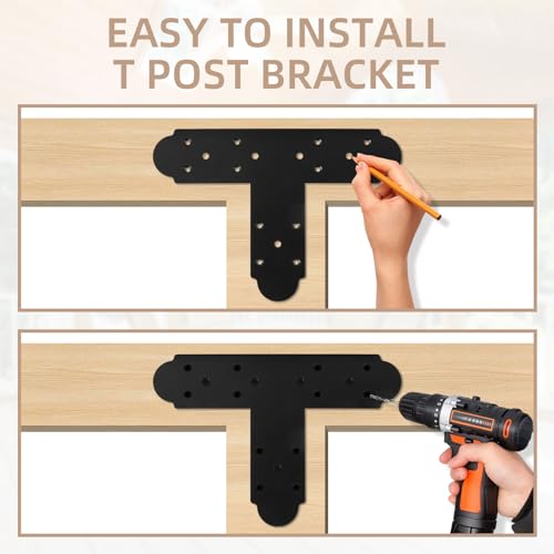 Black T Bracket, 2 pcs 13.5"x 2.9" T Shape Steel Flat Bracket Mending Plate 3mm Thickness for Wood, T Joining Brackets Connecting Brackets with Screws for Repair Wood Furniture - style: 3.5" Wide T Plate Bracket
