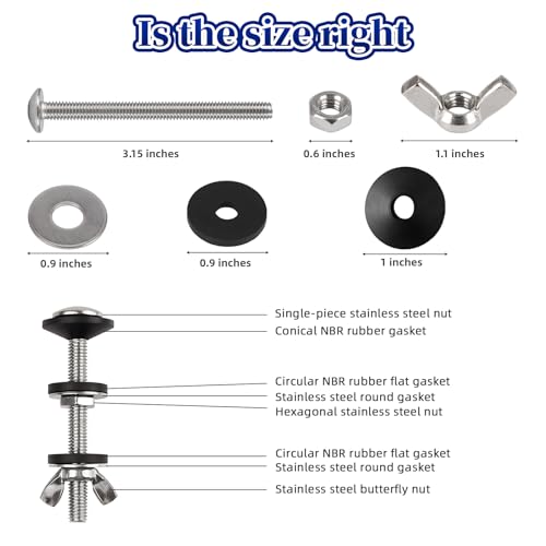 Universal Toilet Tank Bolts & Rubber Gaskets - color: Silver、Black、White