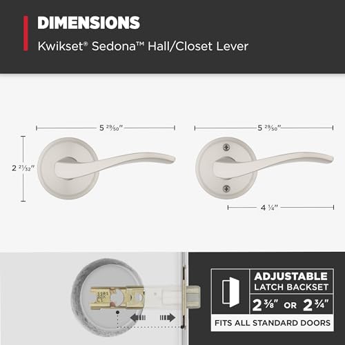 Kwikset 720SEL-15 Sedona Lever Passage Door Lock with 6AL Latch and RCS Strike Satin Nickel Finish - color: Satin Nickel, size: Passage