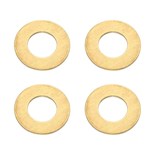 PATIKIL M14x28x2.5mm Flat Washers, 4PCS Brass Automotive Drain Plug Gaskets Flat Ring Oil Crush Washer Spacers for Faucets Garden Bolts Screws Hose, Golden - size: M14x28x2.5mm