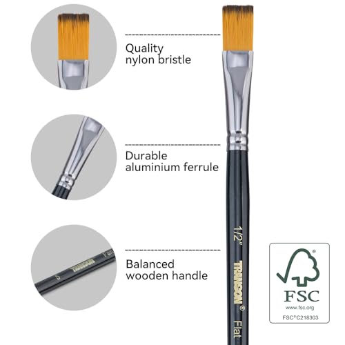 Transon 16 pcs Artist Paint Brush Set Versatile for Acrylic Painting Watercolor Painting Gouache Painting Black Color - color: Black