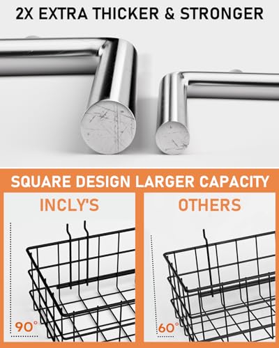 INCLY 100PCS 1/4 Inch Extra Thick Pegboard Accessories Kit with 3 Baskets