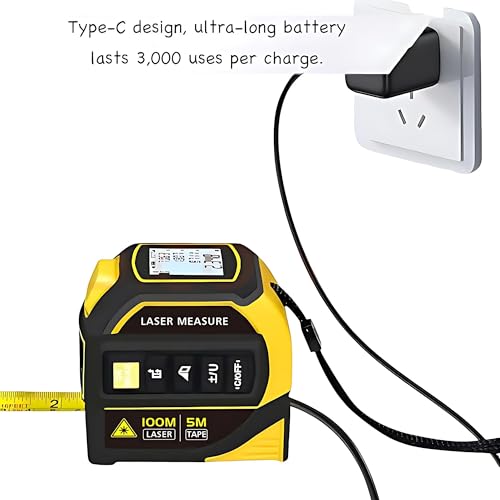 4-in-1 Digital Tape Measure with Laser, 16FT Measuring Tape, 328FT Laser