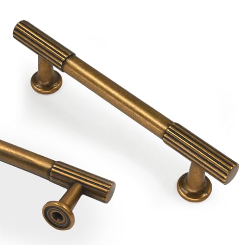 Asidrama 10 Pack 3.75 inch Antique Brass Kitchen Cabinet Handles - color: Antique Brass, size: 3.75" Hole Center
