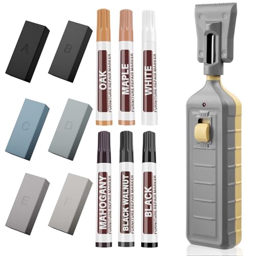 6 Colors Laminate Floor Wax with Wood Furniture Touch Up Marker，Vinyl Laminate Hardwood Floor Repair Kit, Professional Restore Any Scratches, Stains, Cracks, Hole for Floor, Door, Cabinet - color: D-6 Colors