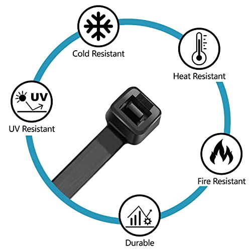 Zip Ties Assorted Sizes(4”+6”+8”+12”), 400 Pack, Black Cable Ties, UV Resistant Wire Ties by ANOSON - size: 4"+6"+8"+12"/400 Pack