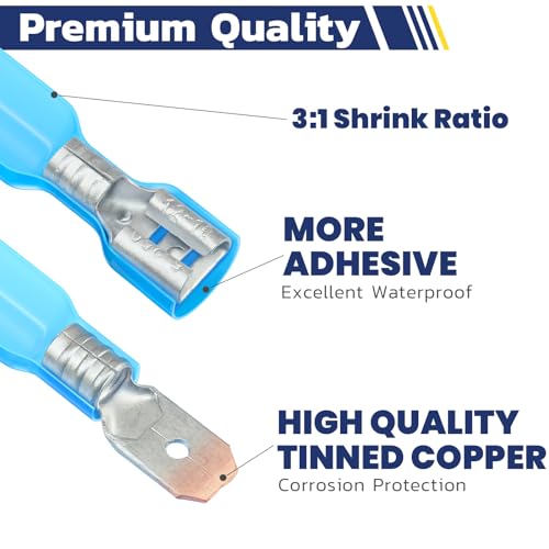 haisstronica 100PCS Heat Shrink Spade Connectors, 22-10 AWG, Male/Female - size: AWG 22-10, style: Male&Female Kit 100PCS