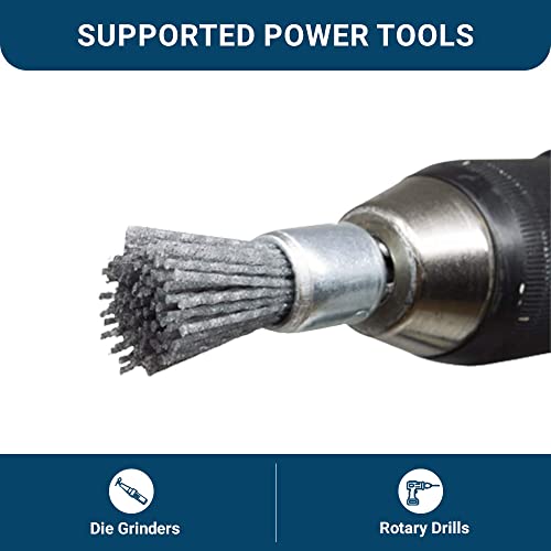 Benchmark Abrasives 3/4" Nylon Wire End Blue Drill Brush, Coarse Grit, 1/4" Drill Shank, Perfect for Rust or Paint Removal Sanding Finishing on Wood, Hard Metals - (Gray) - color: Gray
