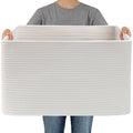 JMvicyroam 65L Large Woven Cotton Rope Blanket Basket, White - color: White, size: 65L