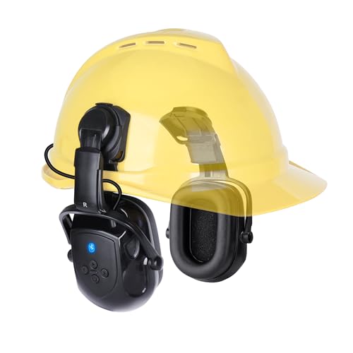 Kalence Bluetooth Hard Hat Ear Muffs, NRR 28dB Adjustable Cap-mounted Bluetooth Hearing Protection Earmuffs Work Headphones