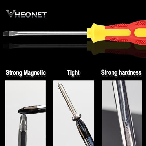 Screwdriver Sets : 6-Piece Magnetic Screwdriver Set with 4-in-1 Keychain Tool | Includes Phillips & Flat Head | Non-Slip Grip for DIY & Home Repair | Practical Gift (Red & Yellow) - color: Red/Yellow