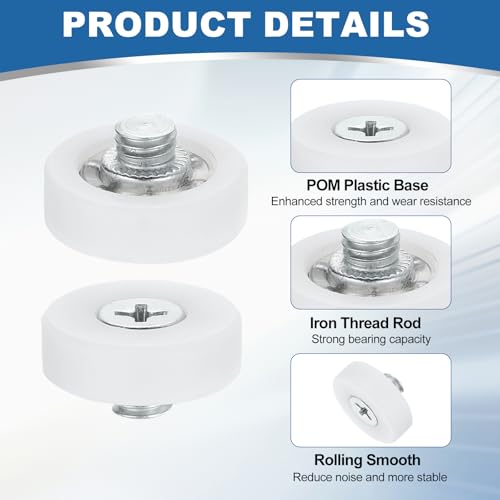 uxcell 6Pcs 19mm Drawer Rollers, M6 x 0.12" Thread Plastic Positioning Pulleys Flat Surface Small Drawer Pulley Bearing Replacement Wheel for Furniture Parts Cabinet Cupboard Slides - size: 19mm M6 x 0.12"