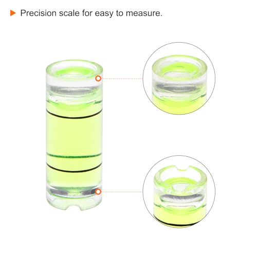 HARFINGTON 4pcs Cylindrical Bubble Level 8x20mm Mini Bullseye Spirit Levels for Leveling Camera Tripod Telescope Workshop Turntable Pictures Frame, Green - size: 8x20mm
