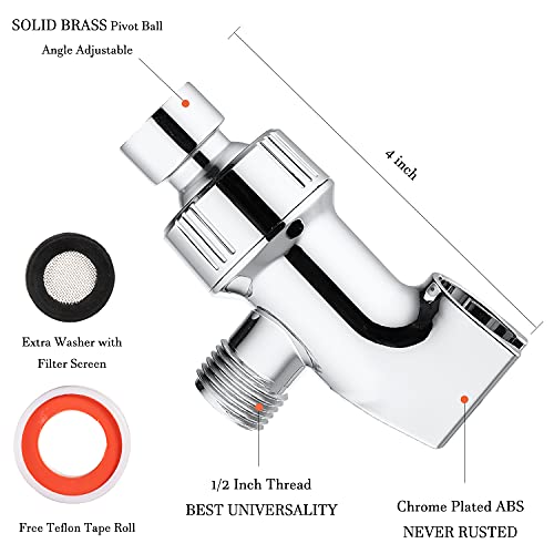 Universal Shower Head Holder for Hand Held Showerheads, Adjustable Shower Arm Mount Bracket with Brass Pivot Ball, Shower Head Connector - Chrome - color: Chrome