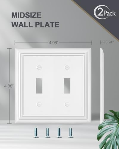 Switch Plates Outlet Covers, 2-Pack Metal Wall Plates, Pure White - color: Pure White, size: 2 Toggle 2PK