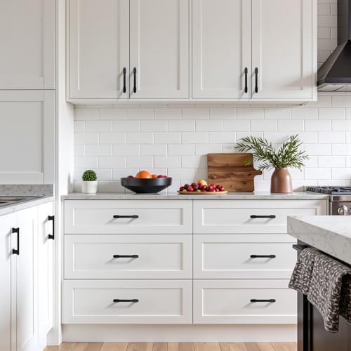 KNOBWELL 6 Pack Matte Black Solid Cabinet Pulls 3-3/4 Inch(96mm) Hole Center Kitchen Cabinet Handles,Cabinet Hardware for Cupboard Drawer Pulls - color: Matte Black, size: Hole Center：3-3/4 inch（96mm）