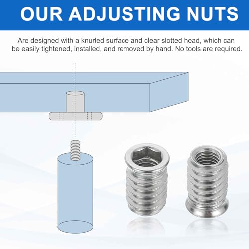 MECCANIXITY 6Pcs Threaded Inserts Nuts, M8x20mm Hex Socket Drive Nut Inserts for Wood - 304 Stainless Steel Screws Furniture Screw in Nuts Bolt Fastener Connector Wood - size: M8x20mm