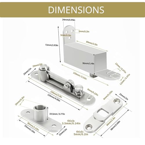 Heavy-Duty Self-Closing Door Pivot Hinge – 360° Stainless Steel L-Shaped Hinge for Wood Doors - size: Self Closing