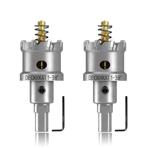 2-Pack 1-3/8" TCT Hole Saws for Hard Metal, Heavy Duty 35mm Tungsten Carbide Tipped Hole Cutters Set with Spring-Loaded Pilot Drill Bits for Stainless Steel, Metal, Iron, and Plastic - size: 1-3/8" (35mm)