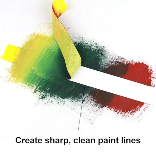 BOMEI PACK Yellow Painters Tape 1 Inch Bulk - Paint Tape 5 Rolls x 1 Inch x 55 Yards - Yellow Masking Tape for Walls Painting, DIY Crafting, and School Projects, Total 275 Yards - color: Yellow