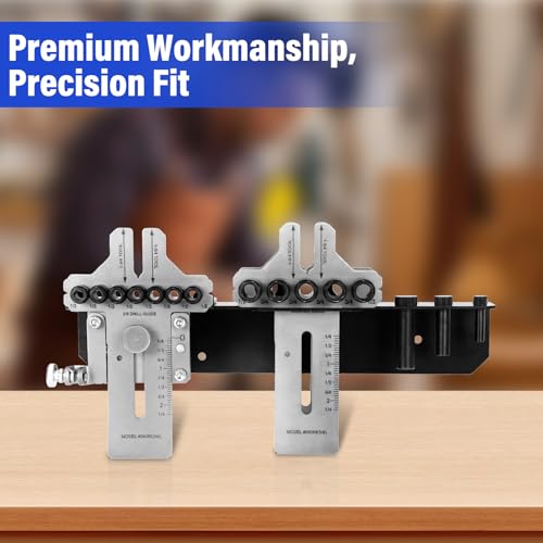 08359 Stainless Dowelling Jig Kit with 1/4", 3/8",and 1/2" All Sizes,High-Strength & Precision Stainless Steel Material with Wall Bracket