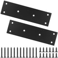 Mending Plate, Black Metal Flat Straight Brace Bracket, Double-Wide Metal Plate, Joining Plate for Wood Furniture Fence Fastening with Screws in 2 Different Lengths (48x169mm, 2 Pack) - size: 1.9"×6.6"/48*169mm