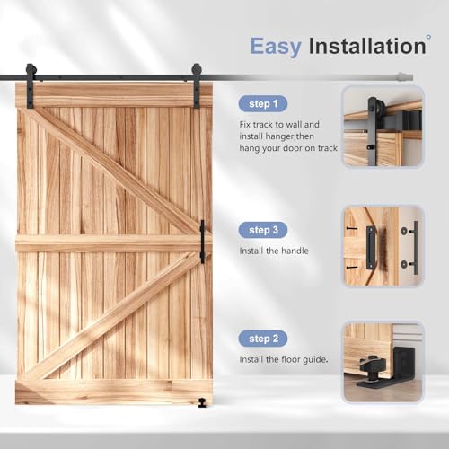 EaseLife 10 FT Sliding Barn Door Track and Handle Hardware Kit, Straight Pulley,Slide Smoothly Quietly,Easy Install (10FT Track Kit for 54"~60" Wide Single Door) - size: 10 FT-Single Door Kit